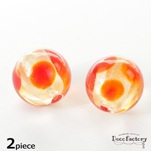 【ガラス 陶器】2個 16mm オレンジドット ラウンド ガラスビーズ  アクセサリー 手芸 アクセサリーパーツ ハンドメイド 材料 ピアス ネッ