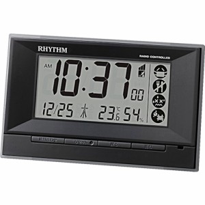 リズム 8RZ207SR02 RHYTHM 電波 目覚まし時計 温湿度計付き 環境目安表示 黒