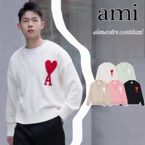 ami paris セーター ニット ハートロゴクルーネックニット メンズ レディース ユニセックス アミパリス セーター ニット 秋 冬 v-ネッ