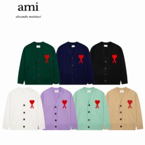 ami paris カーディガン  薄手 セーターハートロゴクルーネックニット メンズ レディース ユニセックス アミパリス カーディガン