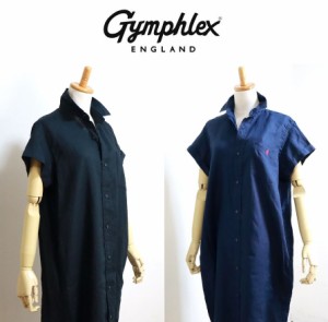 2024年春夏 GYMPHLEX ジムフレックス リネン100% 半袖シャツワンピース NAVY BLACK #GY-B0243 KLS  レディース