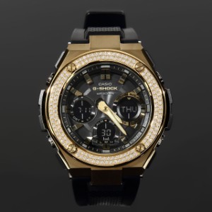 G-SHOCK GST s100G ゴールド Gスチール ２連CZダイヤ（キュービックジルコニア）ケースサイズ 52mm カスタムベゼル 18K GOLD　Kronic ク