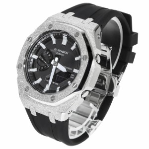 G-SHOCK GA2100 メタル カスタム フロステッド ラバーバンド カシオーク ブラックベルト ステンレス製 艶消しモデル Frosted Edition CAS