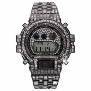 G-SHOCK フルカスタム Gショック DW6900 バゲットCZダイヤベゼル（キュービックジルコニア）ブラックゴールド