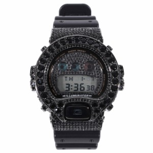 G-SHOCK ブラックカスタム オールブラック Gショック DW6900 大粒CZダイヤ（キュービックジルコニア）ブラックゴールド