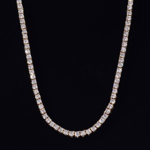 ３mm x 50cm テニスネックレス CZダイヤ（キュービックジルコニア） テニスチェーン ゴールド TENNIS NECKLACE 14K GOLD