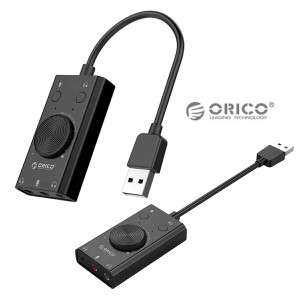 ORICO SC2-BK オーディオカード USBサウンドカード ステレオ マイクオーディオジャック 自由ドライバー (C)