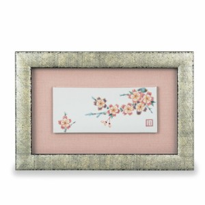 九谷焼 陶額 桜 | 置物 額飾り 陶板 陶板画 アートパネル 人気 ギフト 贈り物 結婚祝い 内祝い お祝い 父の日 ギフト 花以外 2024