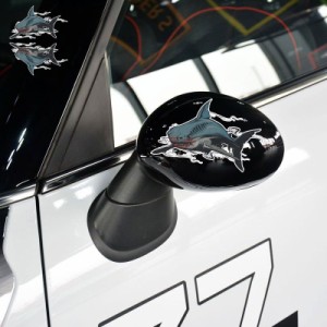 【送料無料】サメ　シャーク　shark 自動車 バイク用ステッカー カーステッカー 光反射タイプ 8*14cm*左右対称2枚 G254