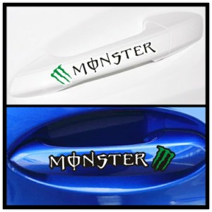 【送料無料】MONSTER ENERGY STICKER モンスターエナジー ドアノブ　自動車 バイク用ステッカー カーステッカー 2.5*12cm*4枚（グリーン 