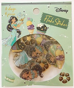 【送料無料】DISNEY ディズニー アラジン ジャスミン 貼って剥がせる ぷっくり 金箔入りフレークシール H120*W100*D5mm 6柄各4枚入り DCC