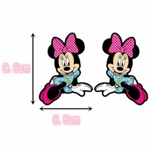【送料無料】ミニーマウス (Minnie Mouse) 自動車 バイク用ステッカー カーステッカー 9.5*6.5cm  左右対称 2枚セット G193