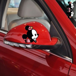 【送料無料】ほおづえ　ミニーマウス Minnie Mouse　ミニー ディズニー　自動車 バイク用ステッカー カーステッカー 8*8cm*左右対称2枚セ