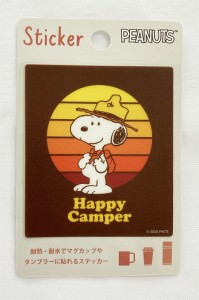 【送料無料】スヌーピー ウッドストック ピーナッツ PEANUTS ステッカー　キャンパー Happy Camper  耐熱耐水ステッカー 耐熱100℃ PVC H