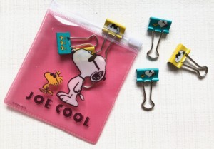 【送料無料】スヌーピー ピーナッツ PEANUTS SNOOPY　ZIPバッグ付き　ダブルクリップ　　6個入　スヌーピーJOE COOL　H100*W90mm PMN13