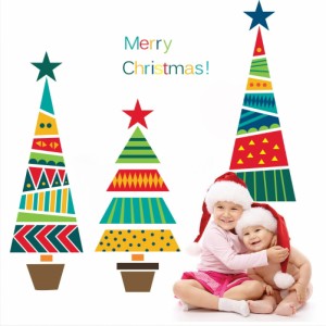 【送料無料】ウォールステッカー　メリー　クリスマス　MERRY CHRISTMAS カラフルツリー　クリスマスツリー　 25*70cm G277