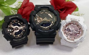 恋人たちのGショック トリプルウオッチ G-SHOCK BABY-G カシオ 3本セット  アナデジ GA-110RG-1AJF BA-110X-7A1JF BA-110XRG-1AJF  ラッ