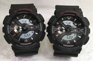 恋人たちのGショックペアウオッチ Gショック ペア G-SHOCK 双子コーデ ペア腕時計 カシオ 2本セット gショック アナデジ GA-110-1AJF  ラ