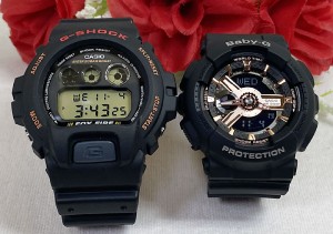 恋人たちのGショック ペアウオッチ G-SHOCK BABY-G ペア腕時計 カシオ 2本セット  DW-6900B-9 BA-110RG-1AJF プレゼント ギフト ラッピン