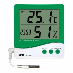A&D AD-5682 デジタル温湿度計時計付 外部センサー付
