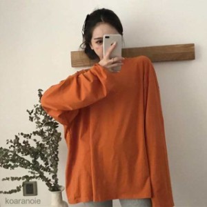 長袖Tシャツ レディース Tシャツ ゆったり 無地Tシャツ カットソー クルーネック ゆったりTシャツ 長袖 春秋 重ね着 シンプル