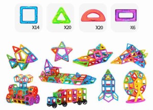 立体 パズル マグネットブロック 子供 知育玩具 おもちゃ 磁石セット DIY 60ピースセット 安い ブロック 磁石 磁気 積み木 カラフル 男の
