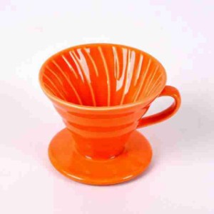 セラミックコーヒーフィルタードリッパーカップティーポアオーバーフィルターツール 再利用可能なオレンジ