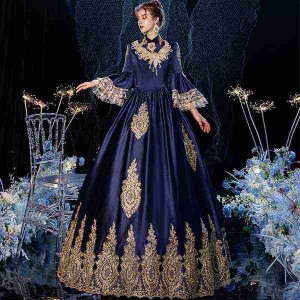 【】貴婦人 貴族 ドレス 中世ヨーロッパ お姫様 女王様ドレス ロングドレス カラードレス 豪華なドレス ステージ衣装 舞台衣装