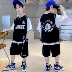 子供セットアップ 男の子 ジャージ 半袖 夏 スウェット Tシャツ 五分丈パンツ トレーナー スポーツウェア キッズダンス衣装 韓国子供服