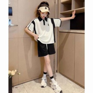 子供服 セットアップ 女の子 半袖 夏 2点セット Tシャツ 短パン ヒップホップ 韓国子供服 キッズ 可愛い おしゃれ 小学生 通学着 新品 13