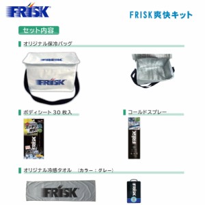 FRISK フリスク 爽快キット LXF-SKG【保冷バッグ ボディシート30枚入 コールドスプレー 冷感タオル(グレー)】【熱中症計 猛暑対策 熱中症