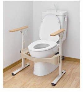 介護用品 洋式トイレ用フレームS はねあげR2 木製ひじ掛け トイレ用手すり