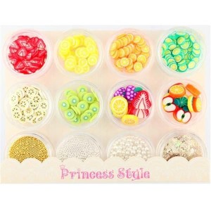 Princess-style スライスフルーツ ネイル＆レジン プリズムグリッター入り 12個セット