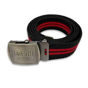 ブラック/レッド 全5色 EDWIN エドウイン 日本製 ロングガチャベルト ライン デザイン（0110949） (BLACK×RED)