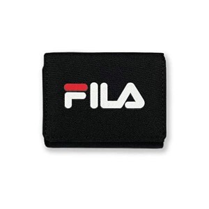 BLACK FILA（フィラ） ロゴプリント デザイン ナイロン 三つ折り ミニ財布(fl-802) (BLACK)