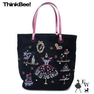 Think Bee トートバッグ　チューリップ　花束　黒　ゴブラン　ビーズ Amazon.co.jp: 新 シンクビー! ゴブラン織 フラワー ビーズ 刺繍