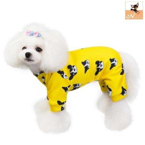 ドッグウェア パジャマ つなぎ カバーオール ロンパース ペットウェア 犬用 犬服 洋服 プルオーバー 犬柄 小型犬 袖あり かわいい カジュ