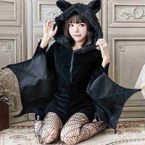 ハロウィン衣装 長袖 レディース ふわふわ 着ぐるみ コウモリ コスプレ衣装 魔女 悪魔ホビー パーティー イベント用品 ハロウィン