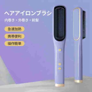 ヘアアイロン ヒートブラシ 海外対応 温度調節 ストレートヘア カールアイロン 携帯 小型 小さい 軽量