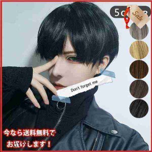 ウィッグ ショート メンズ レディース フルウィッグ コスプレ かつら 男装 黒 ふわふわ mens&amp;#039;wig 短い髪 変装 日常用 学生