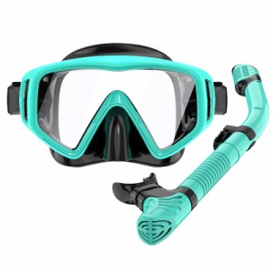 MILPROX シュノーケルマスク スノーケル 2点セットメッシュバッグ付き クリア ガラスレンズ 水中マスク スノーケリング フリーダイビング