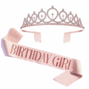 DFsucces 誕生日 王冠 BIRTHDAY GIRL2点セット 誕生日の女の子ベルトセット おしゃれ 誕生日カチューシャ バースデー 飾り