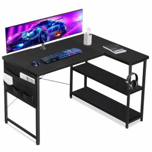 YeTom ゲーミングデスク l字デスク pcデスク 右棚左棚 幅107cm ゲーミングテーブル gaming desk 収納袋付きオフィスデス