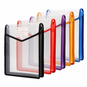 ボタン式ファイル袋 ファイルケース 5個セット 透明 オシャレ 可愛い 5色 大容量 プラスチック 防水 ァイルケース A4収納 書類整理 縦式