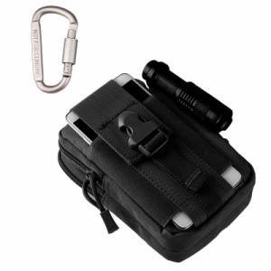 DFsucces 多機能ポーチ ウエストバッグ 携帯電話用ポケットがついたユーティリテ 仕事用 携帯収納バッグ カラビナ ナイロン ベルト掛け