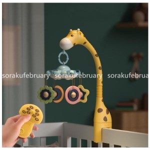 ベッドメリー オルゴール 赤ちゃん メリー キリン ベッドベルのおもちゃ ベビー 可愛い動物玩具 子供用寝具 ベッド飾り プロジェクター 