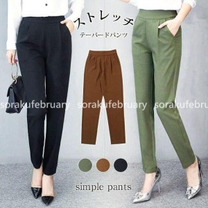 テーパードパンツ チノパン ボトムス パンツ レディース 3color ロングパンツ 九分丈 スラックス テーパード 美脚