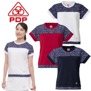 PDP ピーディーピー テニスウェア レディース 半袖 ゲームシャツ Tシャツ UVカット 吸汗速乾 スポーツ フィットネス ランニング ウォーキ