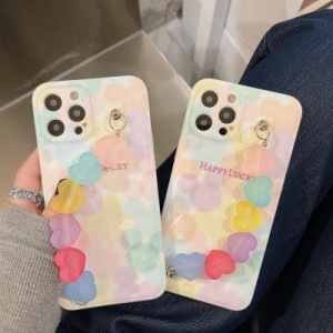 iphoneケース スマホケース カラフル l ハート パーツ ハンド ホルダー ロゴ