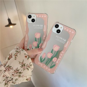 iphoneケース スマホケース チューリップ l 花柄 ミラー 大人フェミニン ガーリー 韓国ファッション